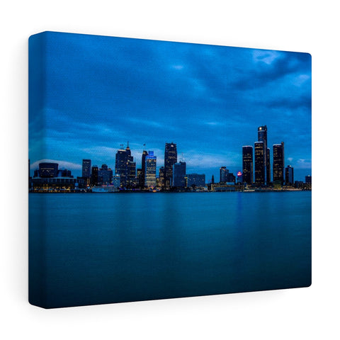Detroit River Night View Premium Wall Canvas