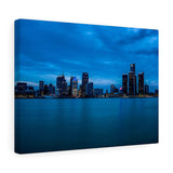 Detroit River Night View Premium Wall Canvas