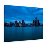 Detroit River Night View Premium Wall Canvas
